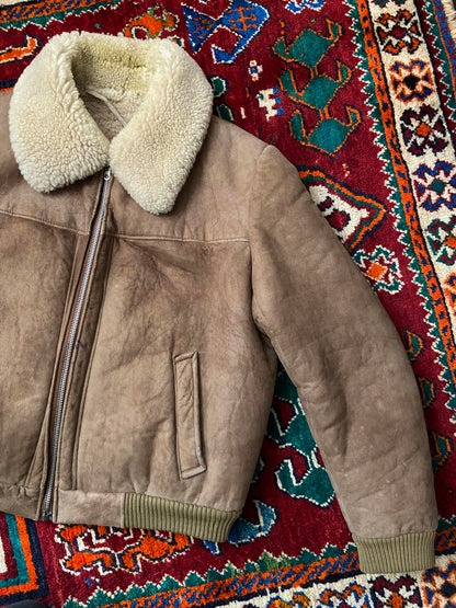 Vintage 1970s Sheepskin Bomber Jacket