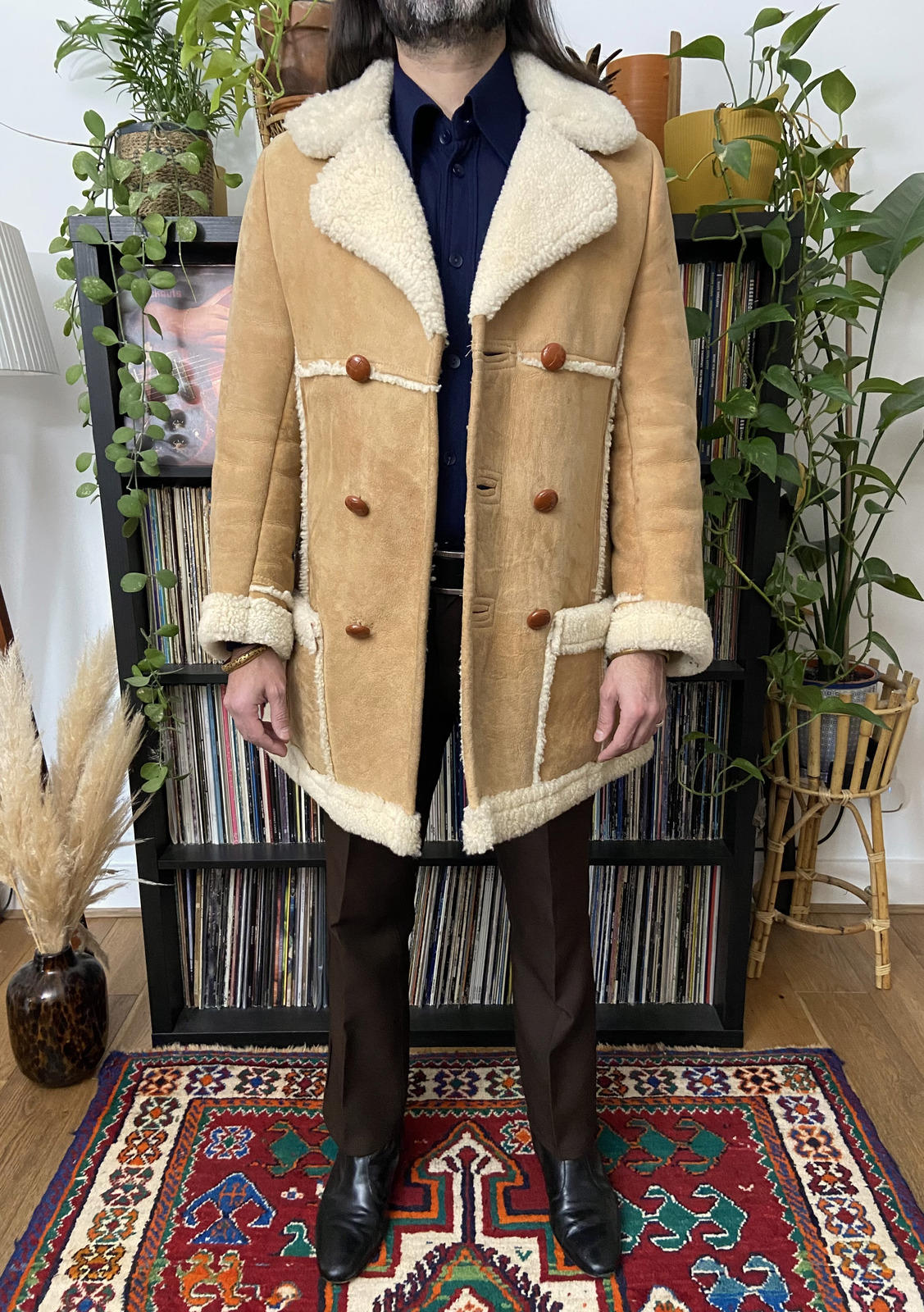Vintage 1970s Tan Sheepskin Coat