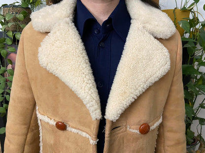 Vintage 1970s Tan Sheepskin Coat