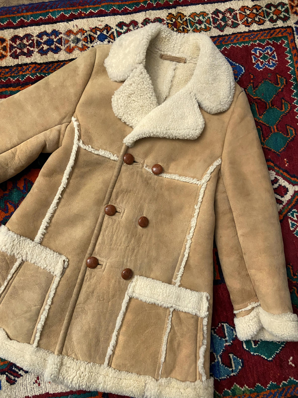 Vintage 1970s Tan Sheepskin Coat