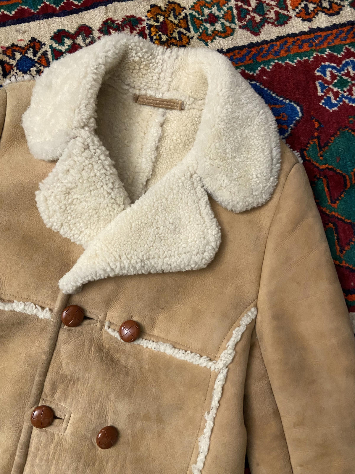 Vintage 1970s Tan Sheepskin Coat