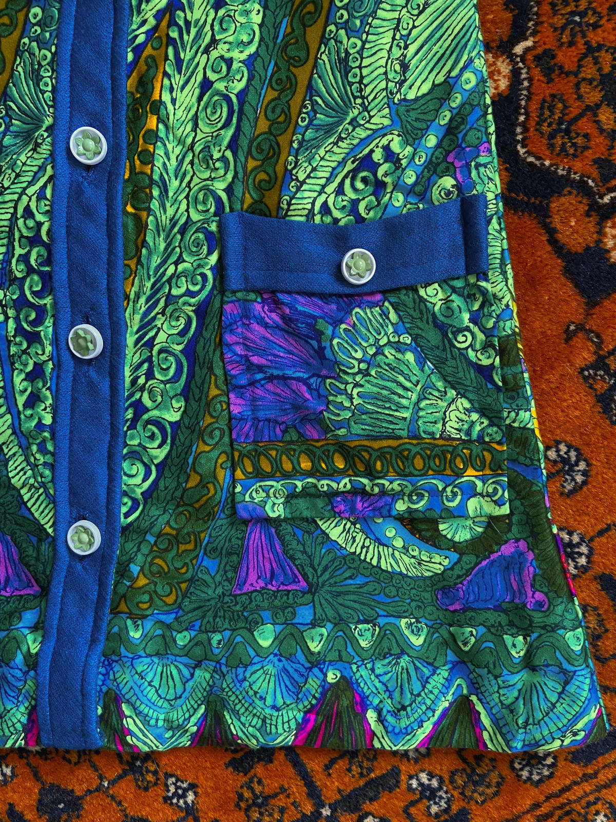 Vintage 1960s Green Psychedelic Mini Dress Tunic