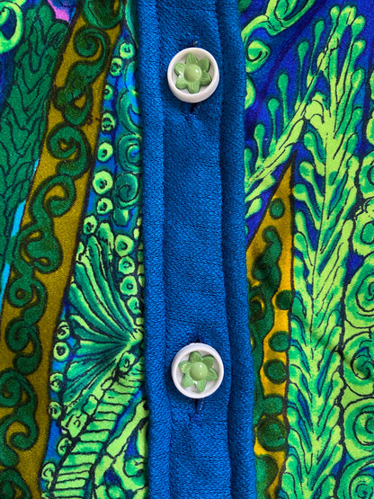 Vintage 1960s Green Psychedelic Mini Dress Tunic