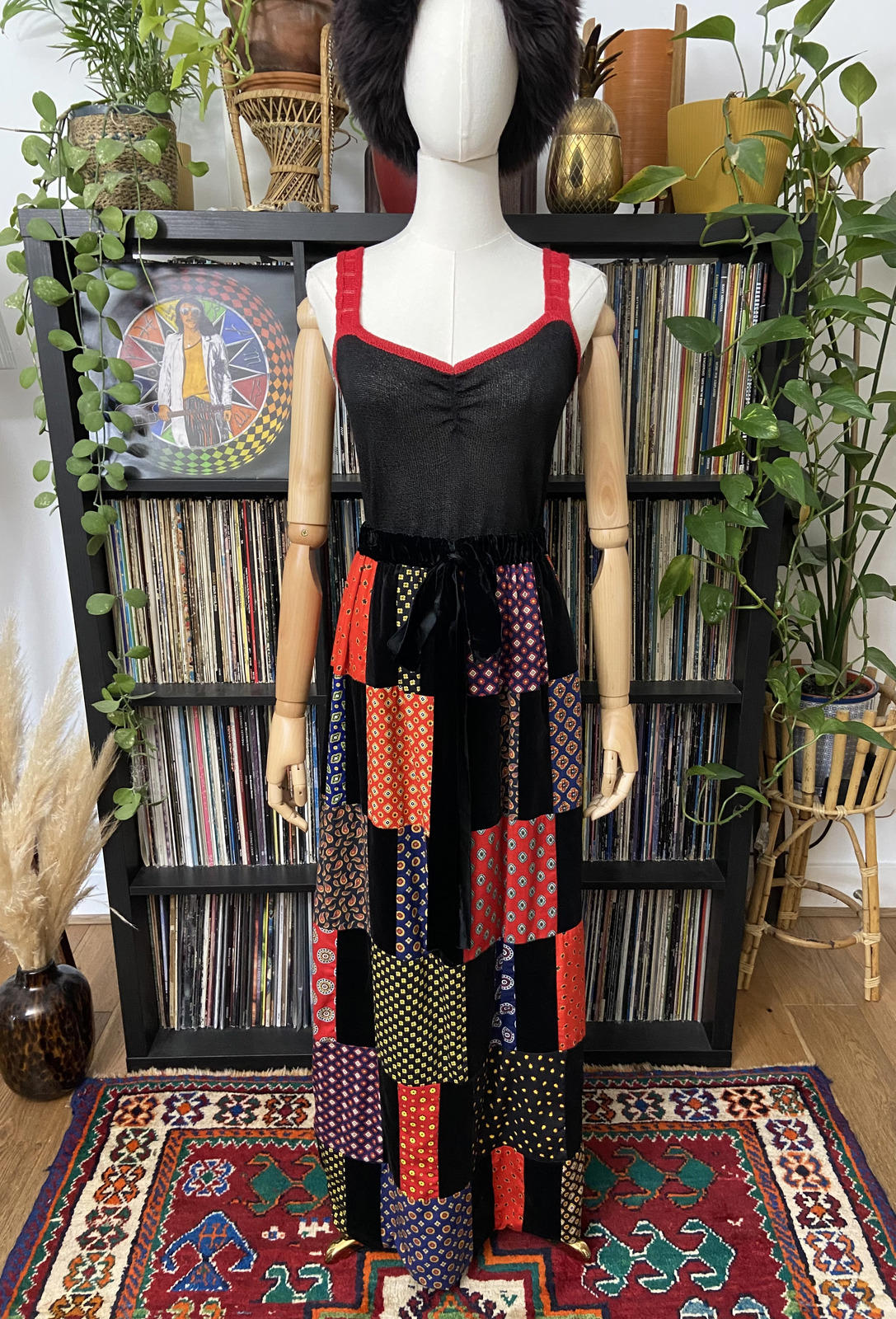 Vintage 1970s Mr Hank Velvet Patchwork Maxi Skirt