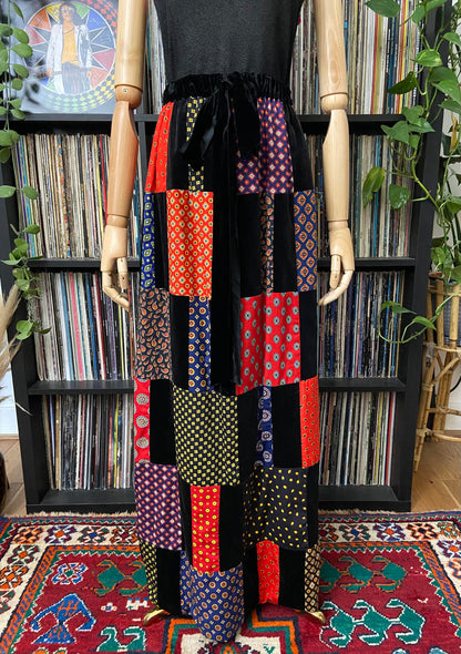 Vintage 1970s Mr Hank Velvet Patchwork Maxi Skirt