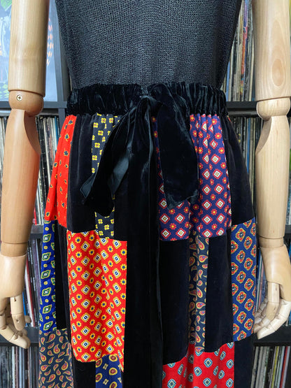 Vintage 1970s Mr Hank Velvet Patchwork Maxi Skirt