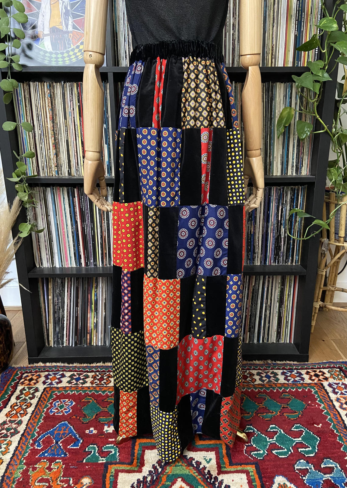 Vintage 1970s Mr Hank Velvet Patchwork Maxi Skirt