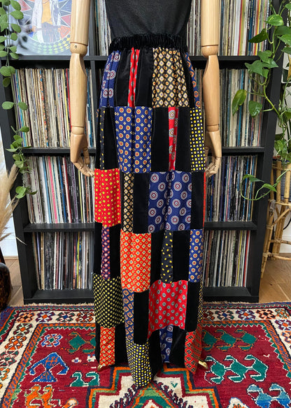 Vintage 1970s Mr Hank Velvet Patchwork Maxi Skirt