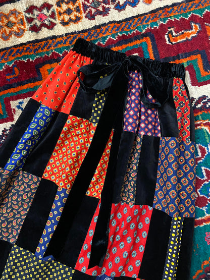 Vintage 1970s Mr Hank Velvet Patchwork Maxi Skirt