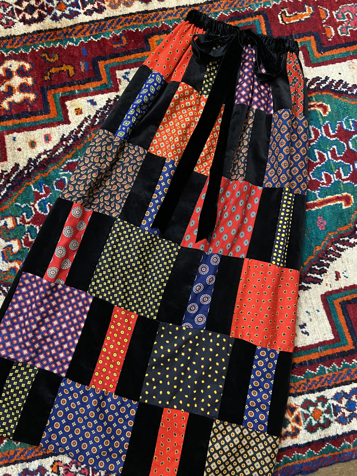 Vintage 1970s Mr Hank Patchwork Maxi Skirt