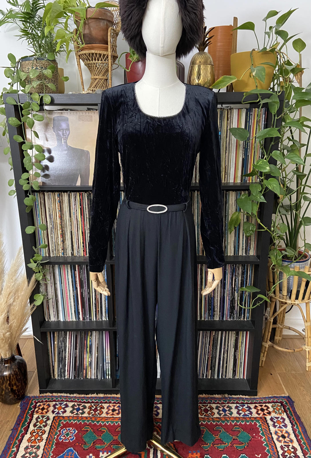 Vintage 1980s Black Velvet Jumpsuit