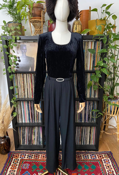 Vintage 1980s Black Velvet Jumpsuit