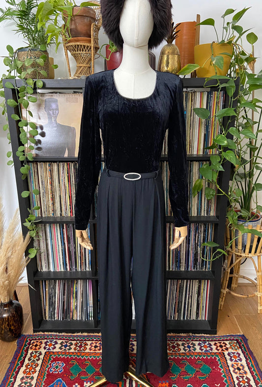 Vintage 1980s Black Velvet Jumpsuit