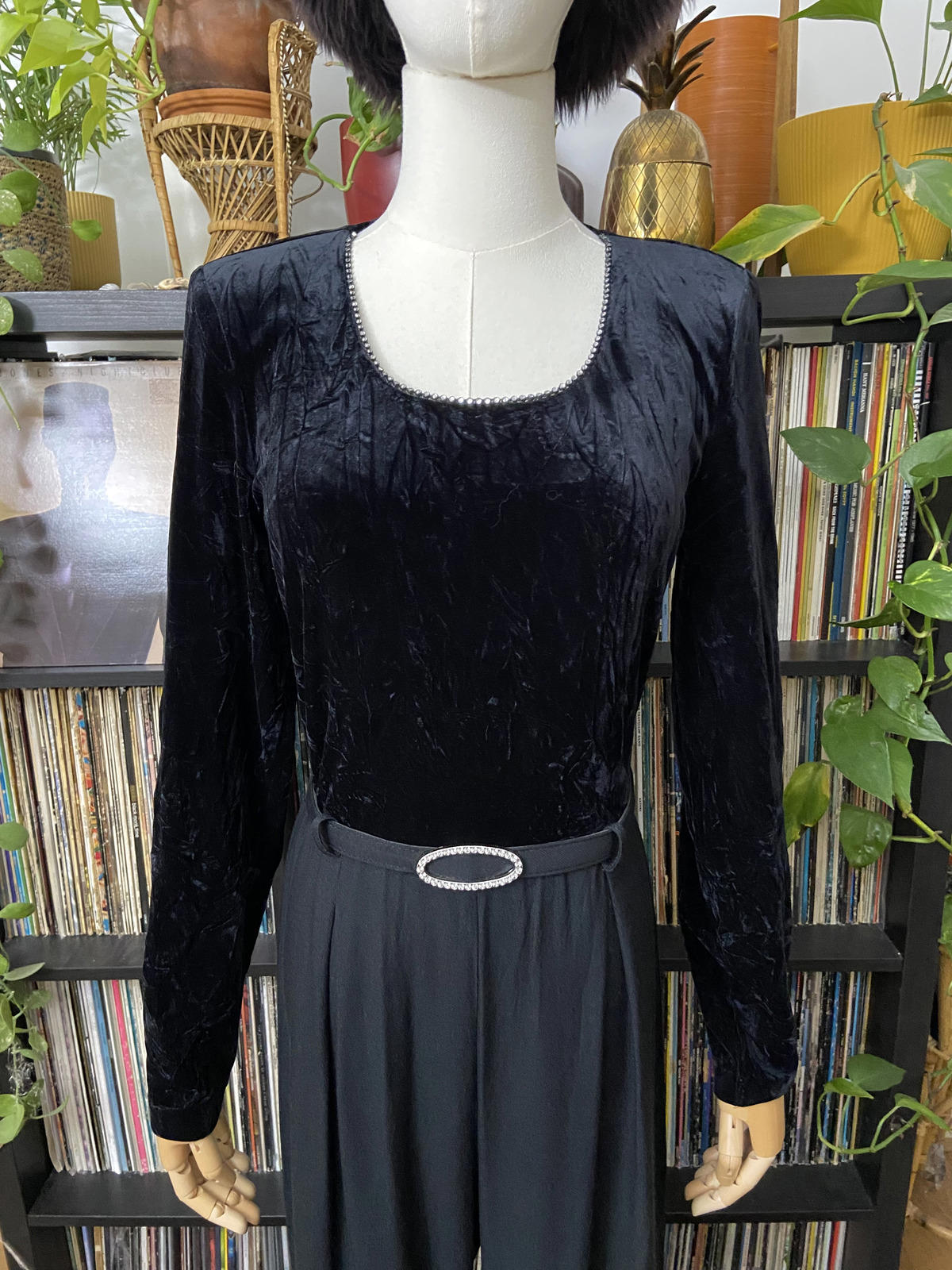 Vintage 1980s Black Velvet Jumpsuit