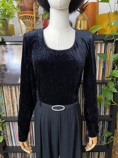 Vintage 1980s Black Velvet Jumpsuit