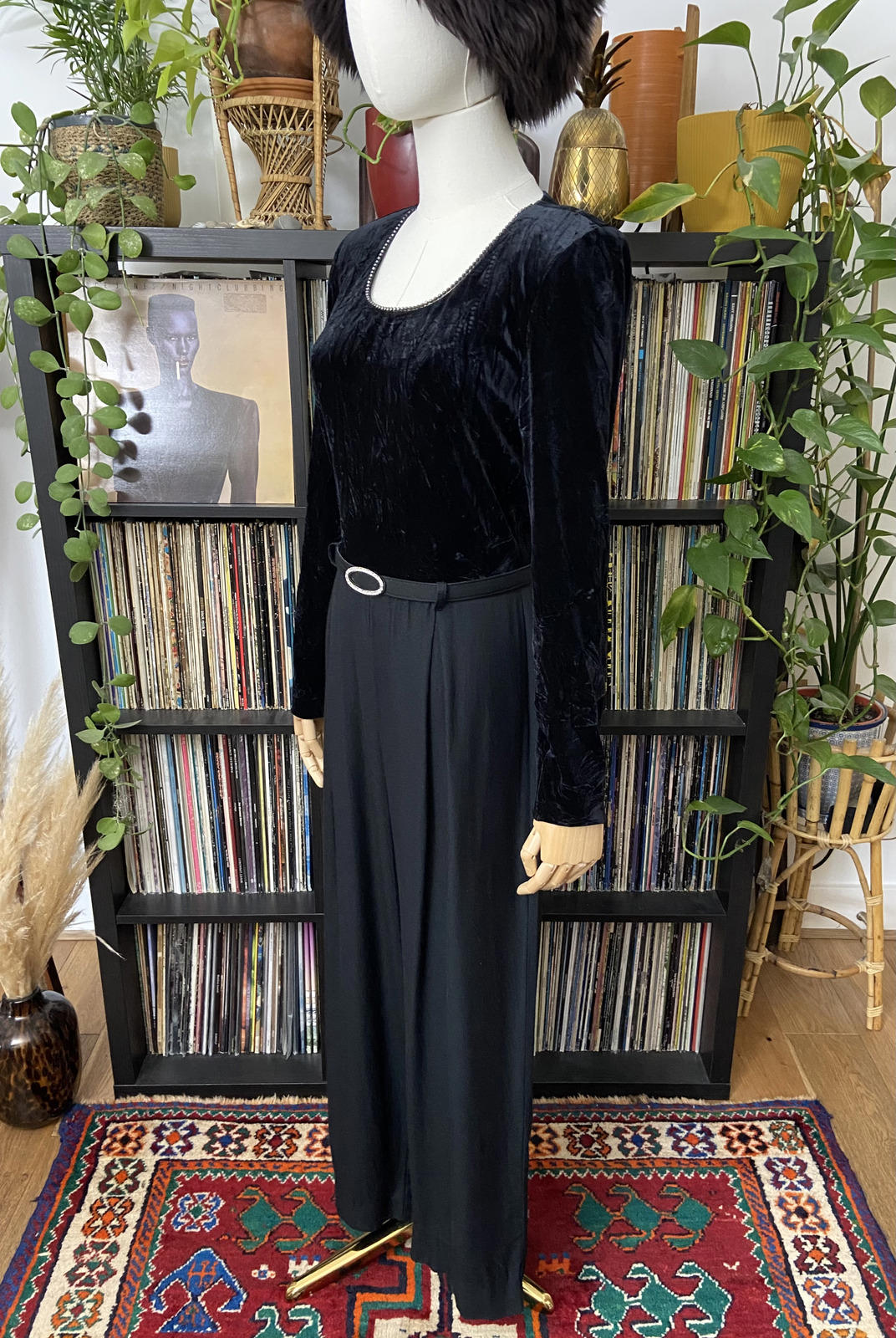 Vintage 1980s Black Velvet Jumpsuit