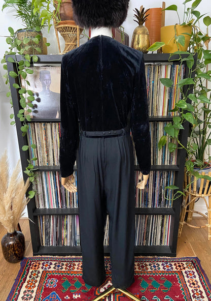 Vintage 1980s Black Velvet Jumpsuit
