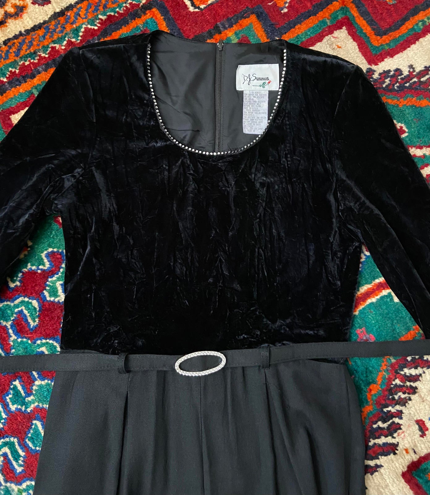 Vintage 1980s Black Velvet Jumpsuit