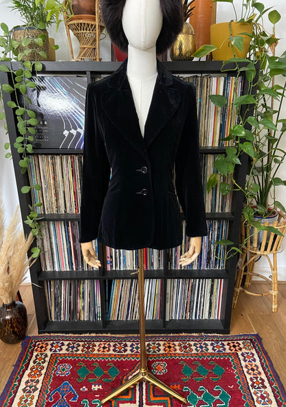 Vintage 1970s Black Velvet Blazer