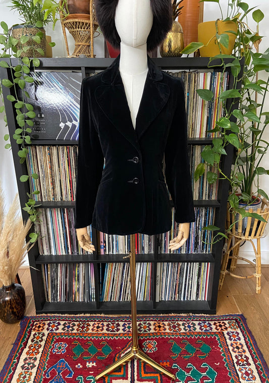 Vintage 1970s Black Velvet Blazer