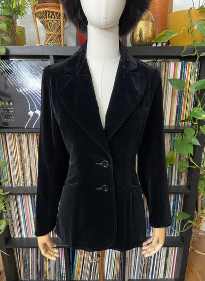 Vintage 1970s Black Velvet Blazer