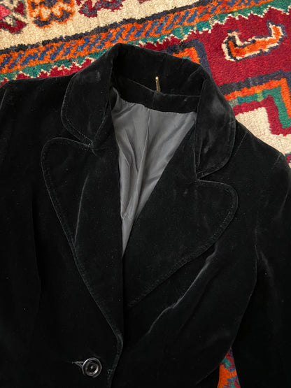 Vintage 1970s Black Velvet Blazer