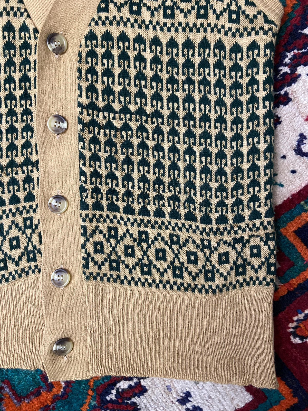 Vintage 1960s Beige Green Tank Top