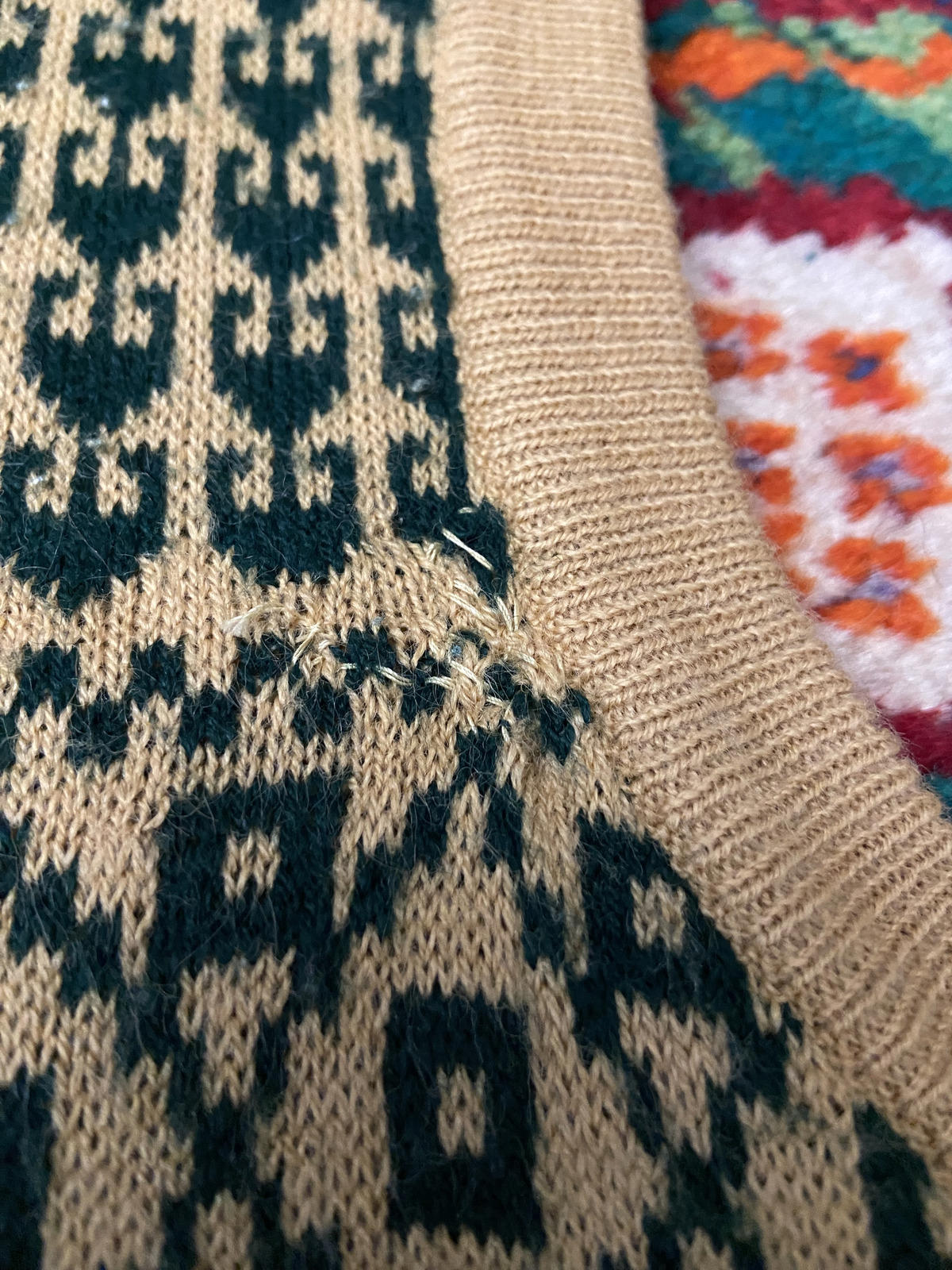 Vintage 1960s Beige Green Tank Top