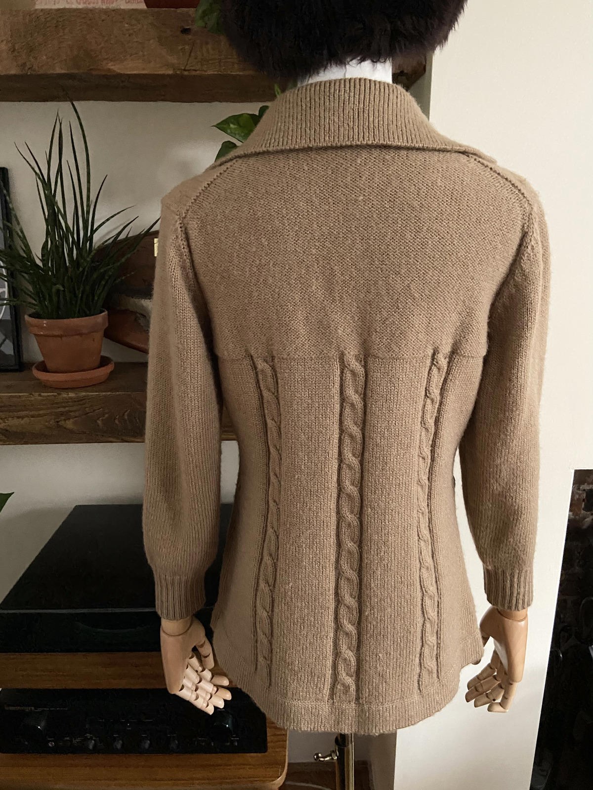 Vintage 1980s Beige Cable Knit Cardigan