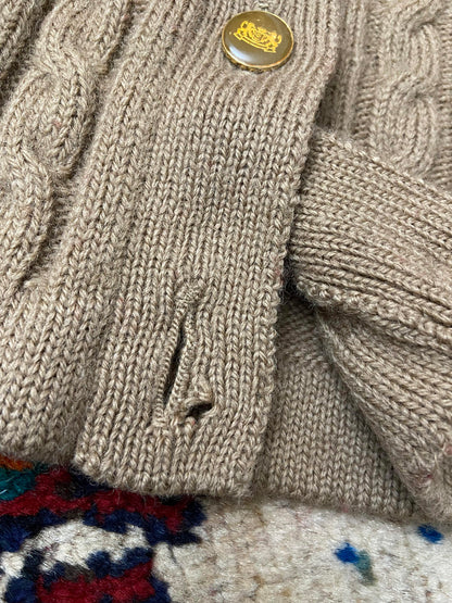 Vintage 1980s Beige Cable Knit Cardigan