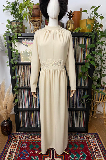 Vintage 1970s Beige Maxi Dress