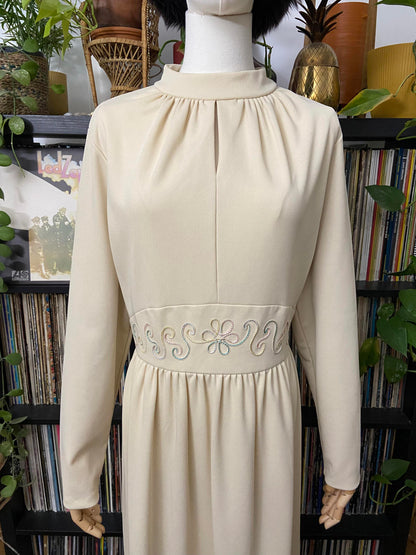 Vintage 1970s Beige Maxi Dress