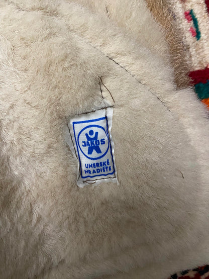 Vintage 1970s Suede Embroidered Trim Vest