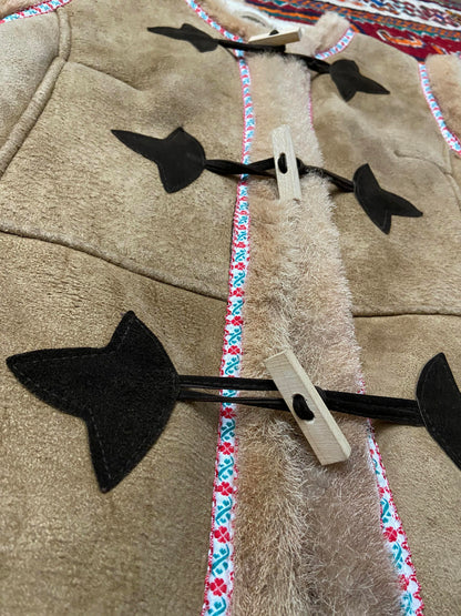 Vintage 1970s Suede Embroidered Trim Vest