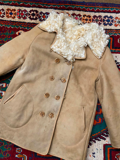 Vintage 1970s Beige Sheepskin Coat