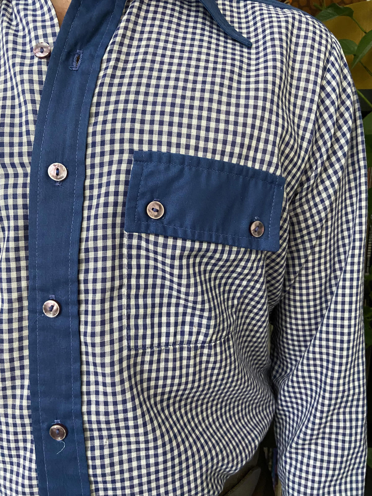 Vintage 1970s Western Dagger Collar Gingham Shirt
