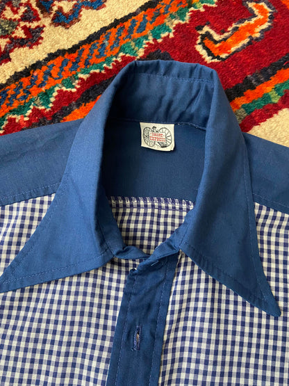 Vintage 1970s Western Dagger Collar Gingham Shirt