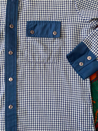 Vintage 1970s Western Dagger Collar Gingham Shirt