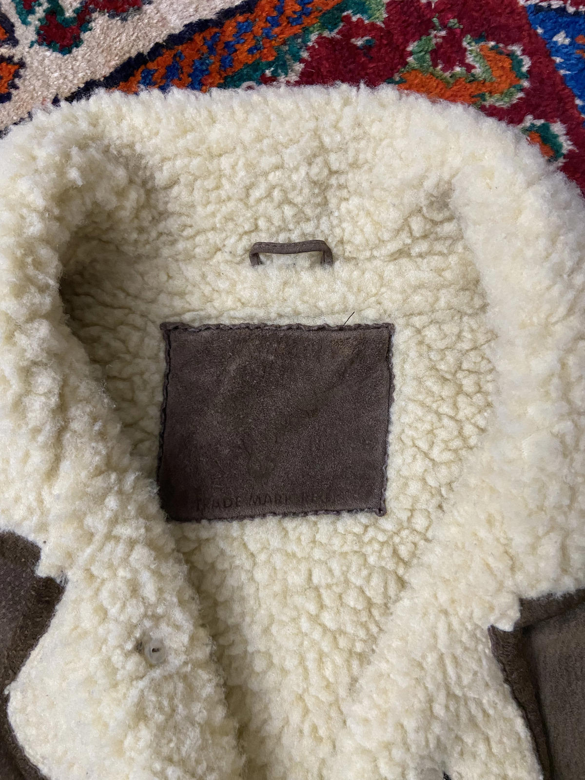 Vintage Suede & Wool Aztec Patterned Sherpa Jacket
