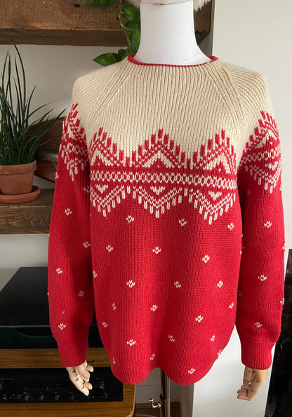 Vintage Red Cream Fair Isle Jumper