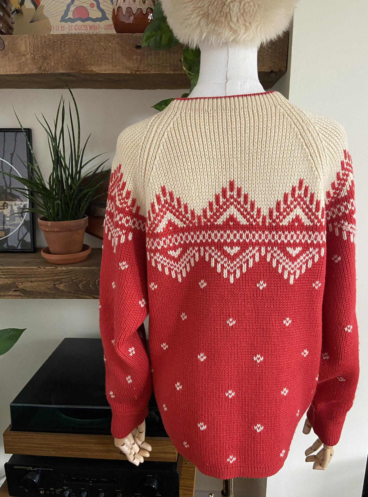 Vintage Red Cream Fair Isle Jumper
