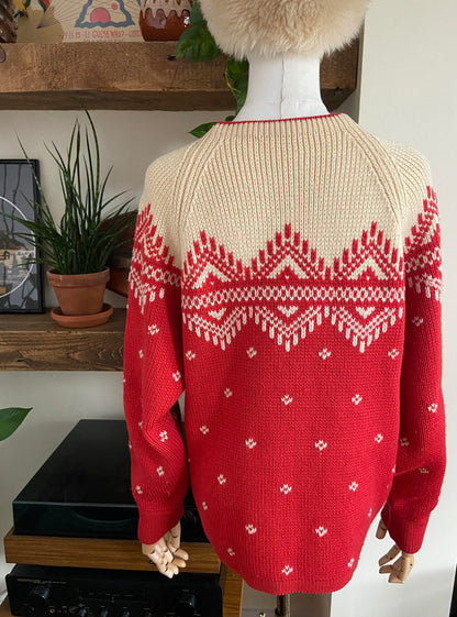 Vintage Red Cream Fair Isle Jumper