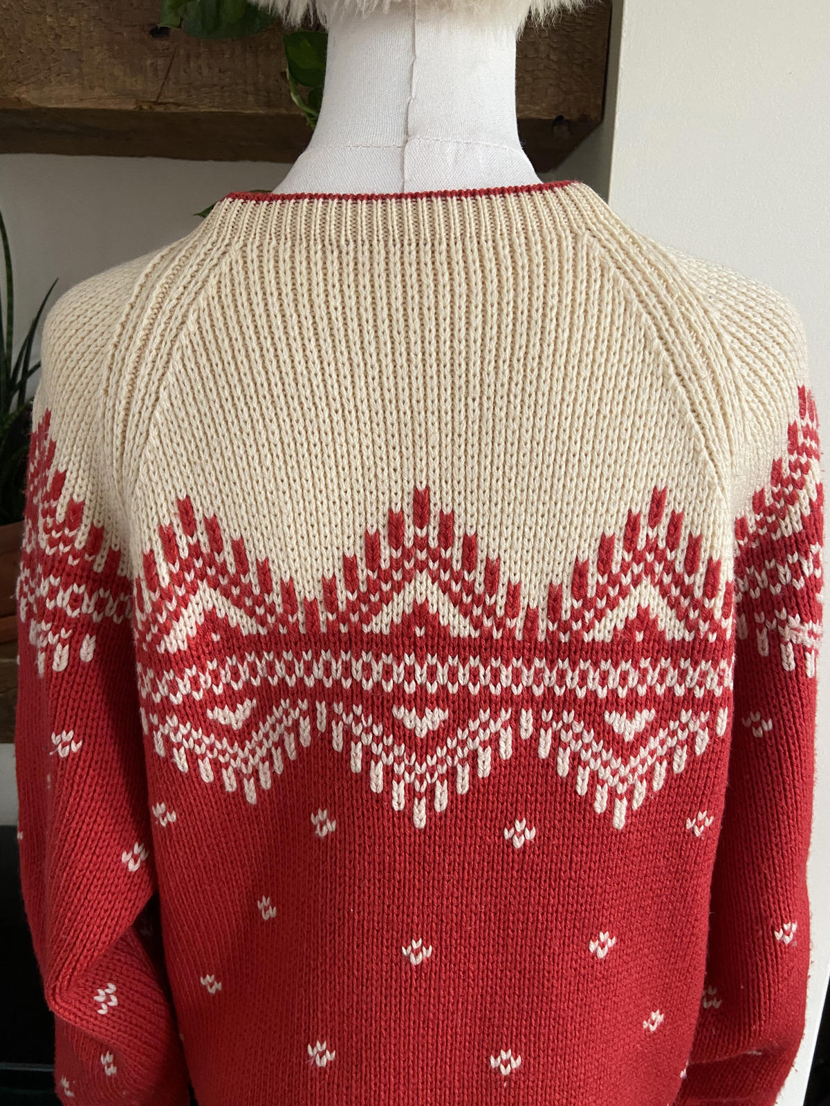 Vintage Red Cream Fair Isle Jumper