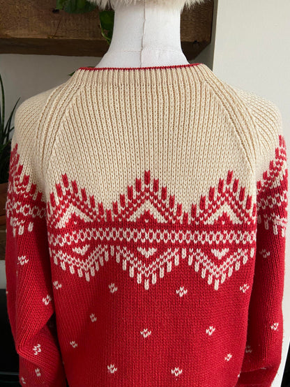 Vintage Red Cream Fair Isle Jumper