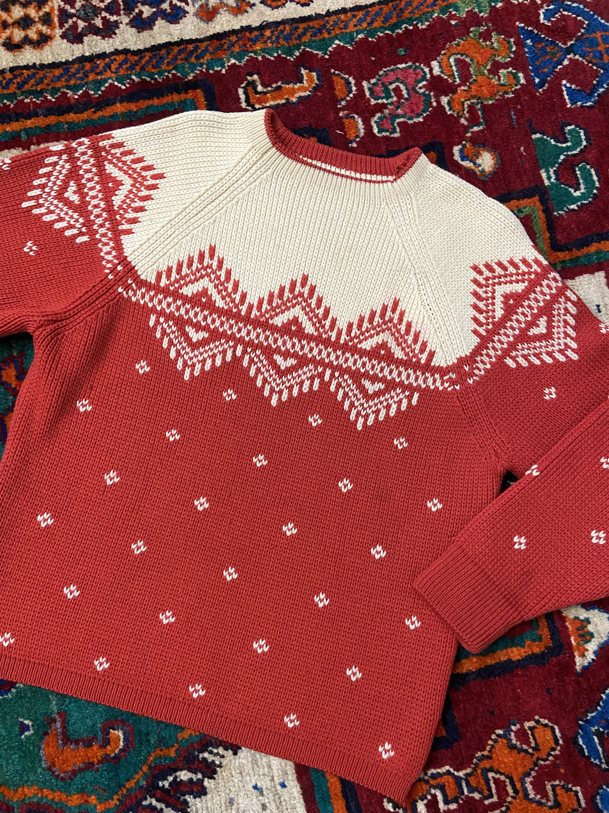Vintage Red Cream Fair Isle Jumper