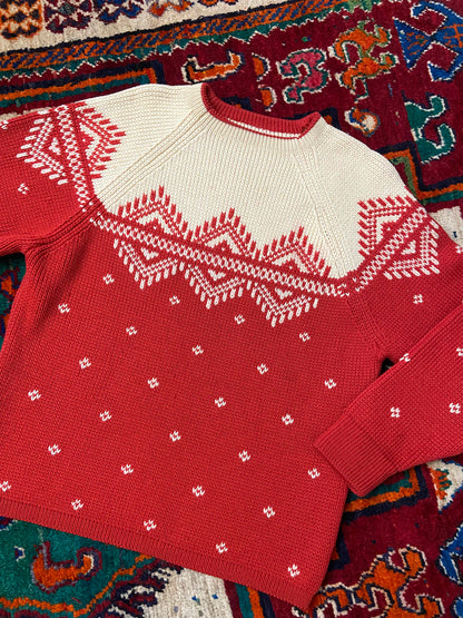 Vintage Red Cream Fair Isle Jumper
