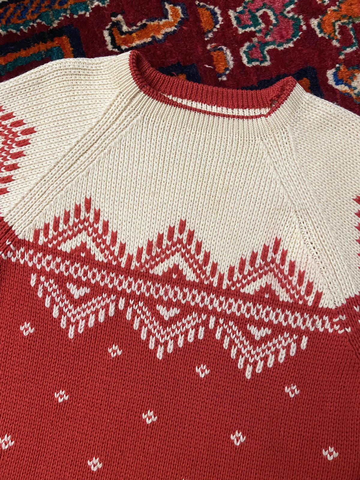 Vintage Red Cream Fair Isle Jumper