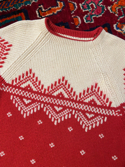 Vintage Red Cream Fair Isle Jumper