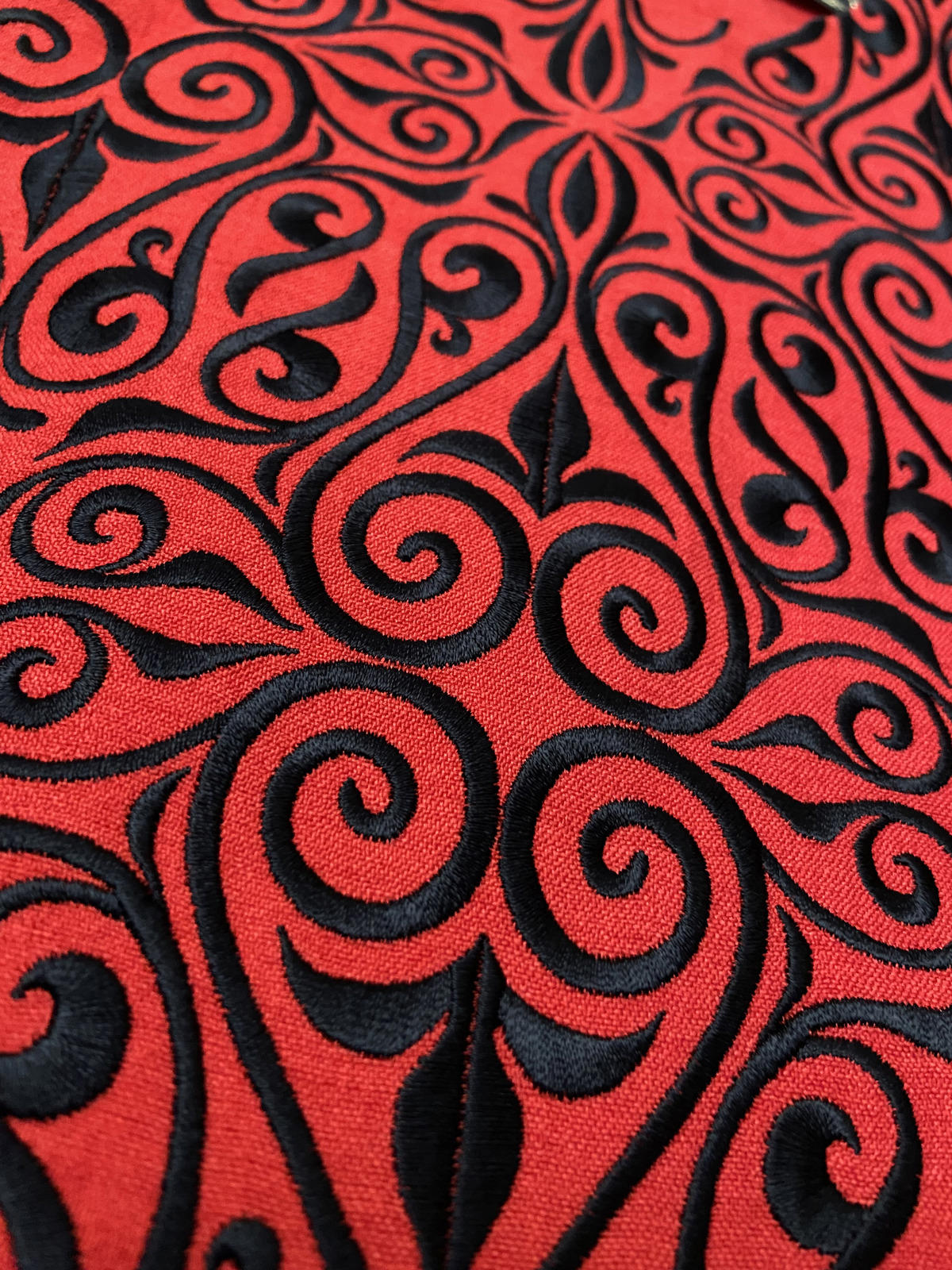 Vintage Style Red Black Embroidered Maxi Dress
