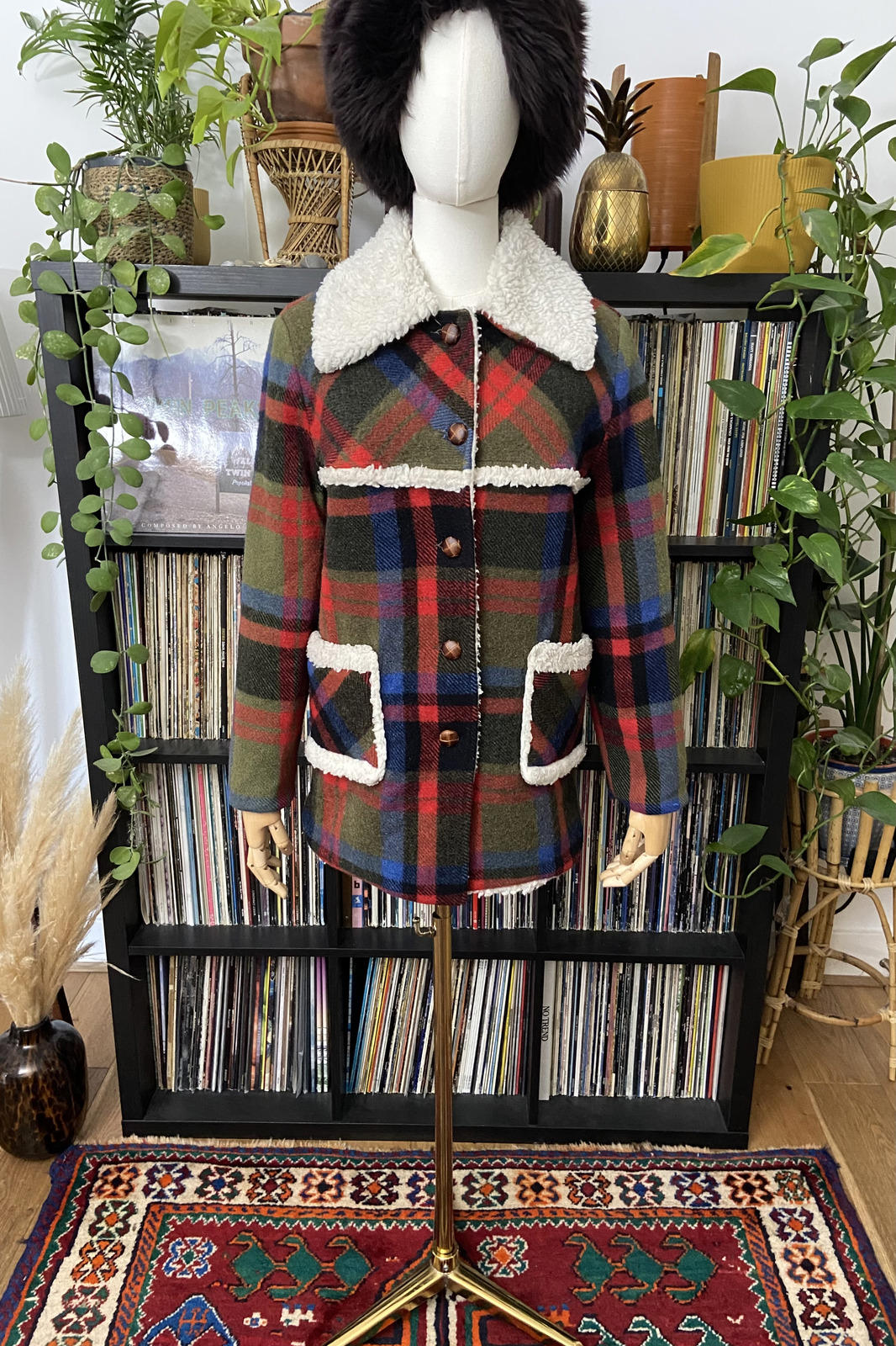 Vintage 1970s Checked Sherpa Lumber Jacket